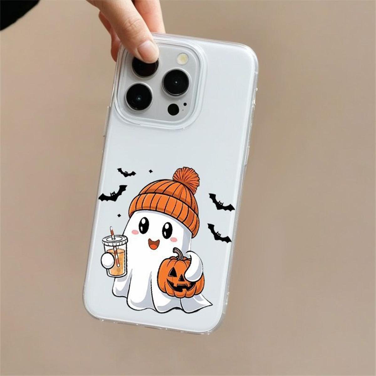 

Halloween White Background IMD Mobile Phone Case for Apple 17PROMAX Japanese and Korean Anti-fall Minimalist Style Mobile Phone Case For iPhone 17 Pro Max