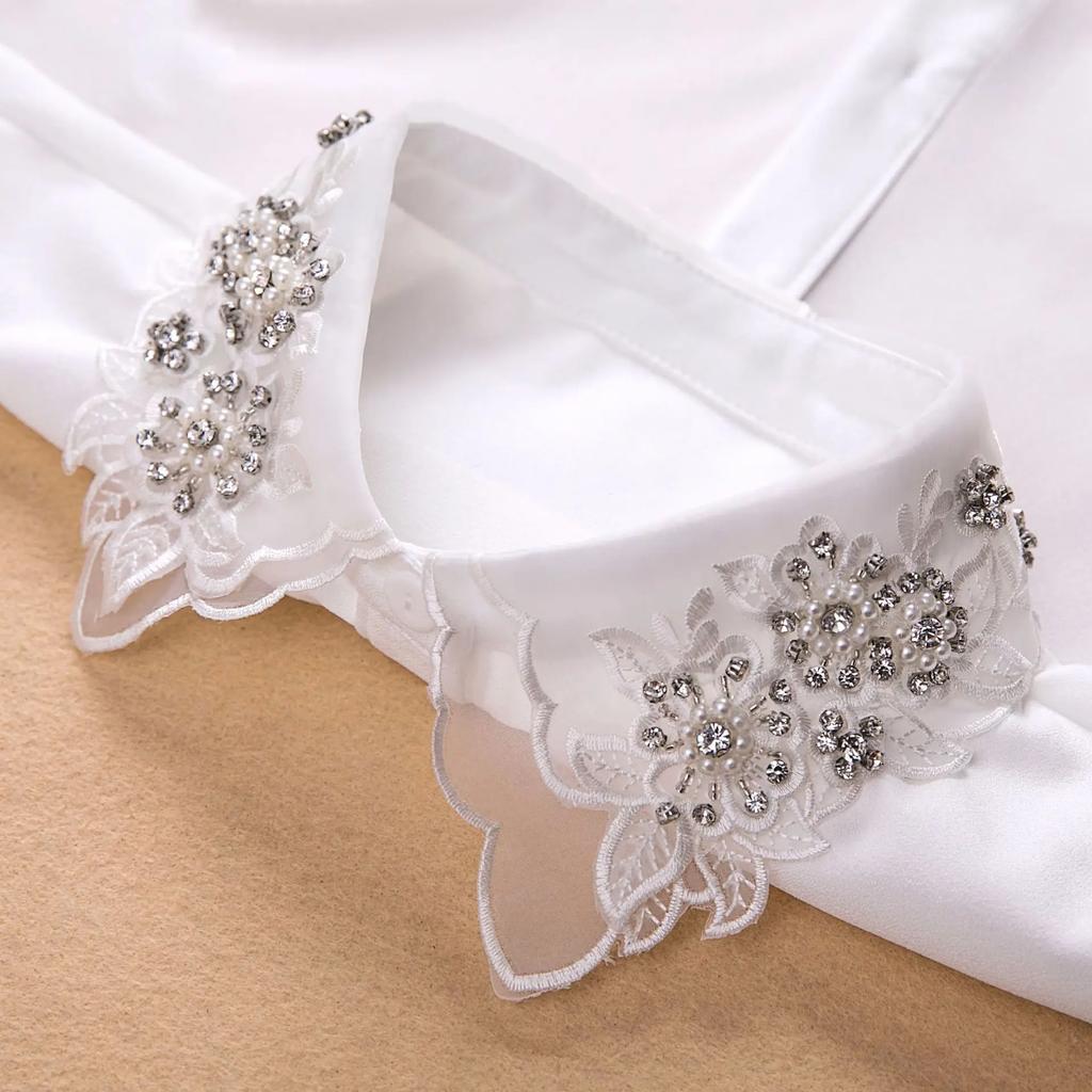 Chiffon Revers Falscher Kragen für Damen Abnehmbare Kragen Halbes Hemd Bluse Oberteile Abnehmbarer Faux Col Weiblich Nep Kragie