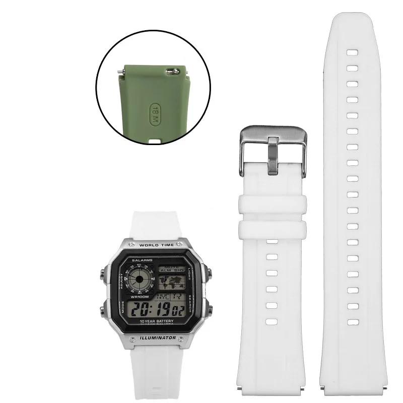 Silikonowe Paski do Zegarka Casio G-SHOCK 3299 AE1200 AE-1200 AE1300 SGW400 SGW-300 A158W A159W Sportowy Wodoodporny Pasek 18mm