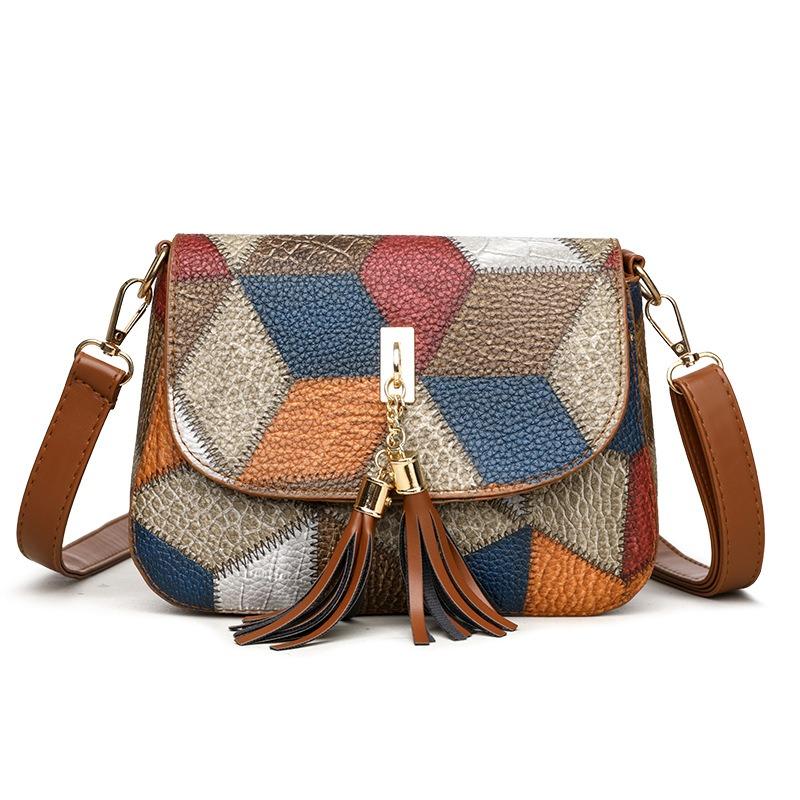 Color Block Geometric Mini Crossbody Bag Casual Lightweight Travel Shoulder Bag