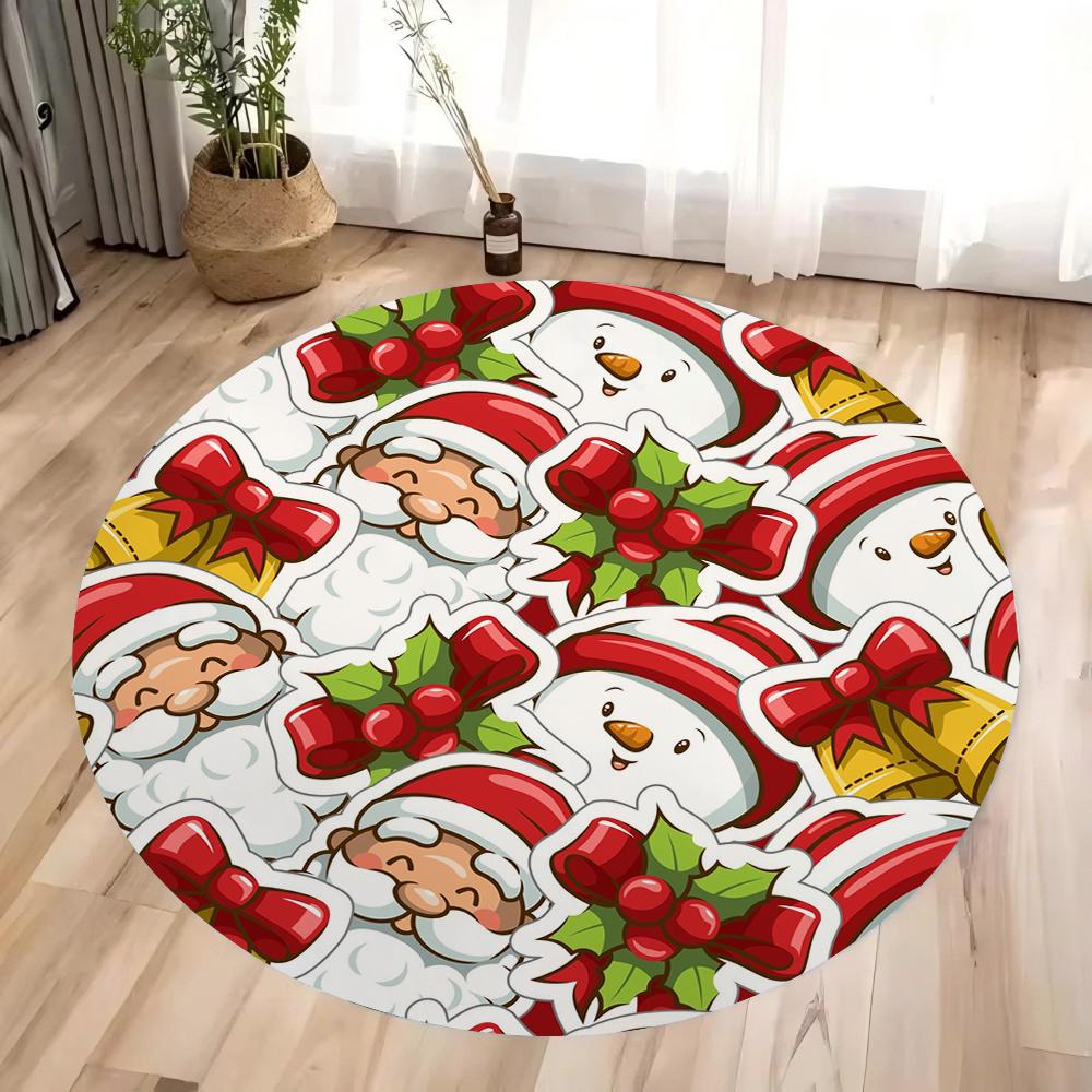 Merry Christmas Carpet Santa Claus Print Rug Living Room Kitchen Non-slip Rug Mat Doormat Outdoor Entrance Home Decoration
