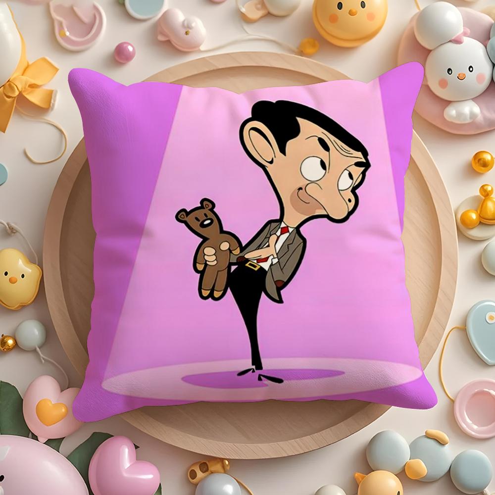 Mr. B-Bean Cartoon Cushion Cover Short Plush Double-Sided Printing Home Machine Washable In Warm Winter Pillow Case