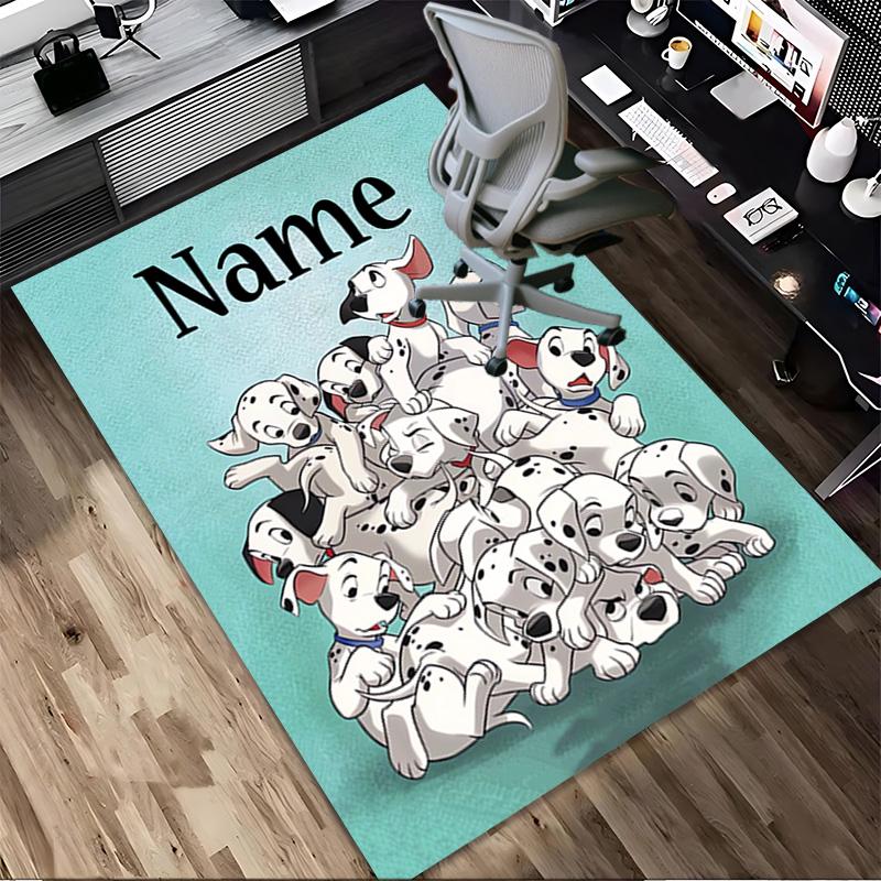 Personalized Name Dalmatian Pile Living Room Non-Slip Area Rug Soft Carpet for Bedroom Kids Playroom Sofa Office Home Decor Doormat