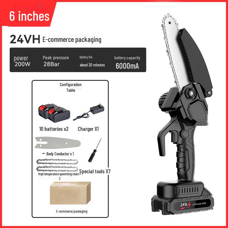 High-Power Rechargeable Handheld Electric Chainsaw for Tree Pruning and Logging
