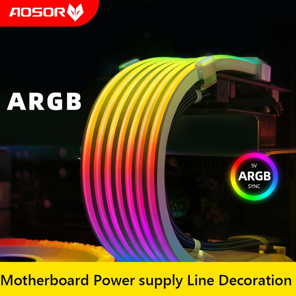 COOLMOON AOSOR Flexible Mounting Light 5V ARGB Aura Sync Flexible Light Bar Bendable Flexible LED Light DIY for 8P Graphics Card