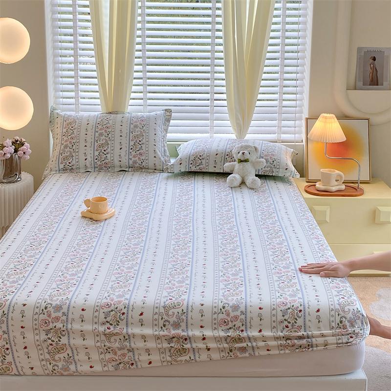 100% Cotton Fitted Sheet Soft Bed Cover Home Elastic Bedsheets Adults Kids Bed Linen Sabanas Para Cama (No Pillowcase)