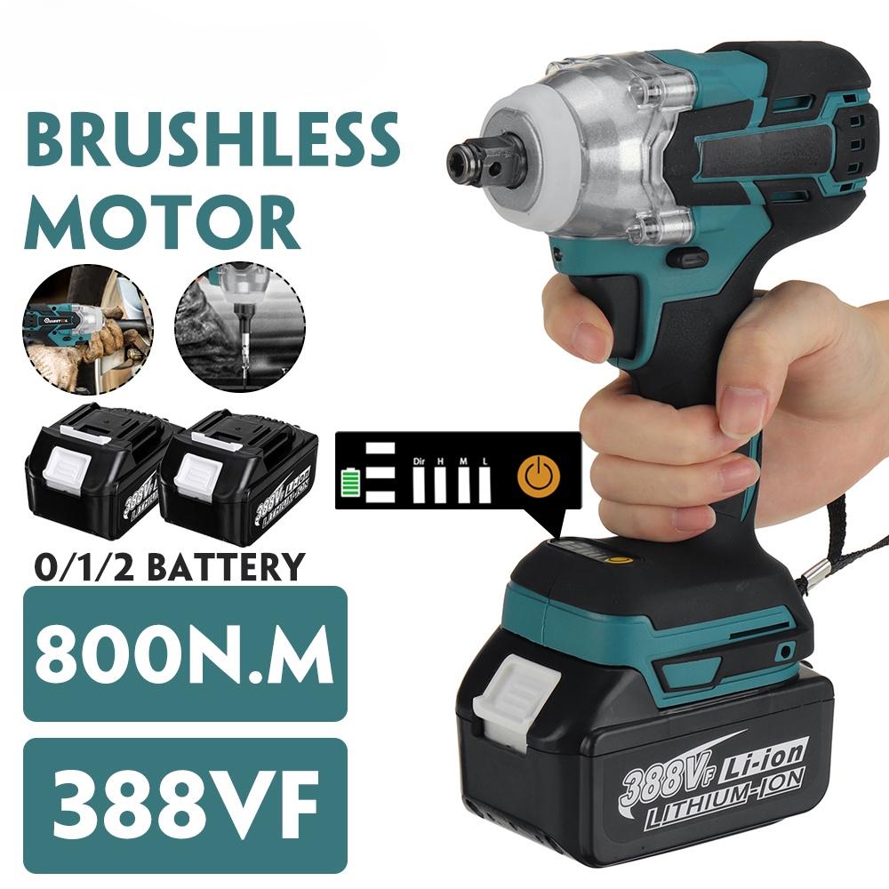 800N.m 388VF 4 Gear Brushless Cordless Electric Impact Wrench Screwdriver 1/2 inch Wrench for Battery