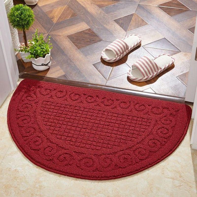 Semi-Circular Non-Slip Water-Absorbing Doormat - Wear-Resistant Floor Mat for Bedroom or Entrance Hall.
