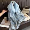 Hand-Embroidered Mulberry Silk Scarf - Elegant Spring & Autumn Shawl