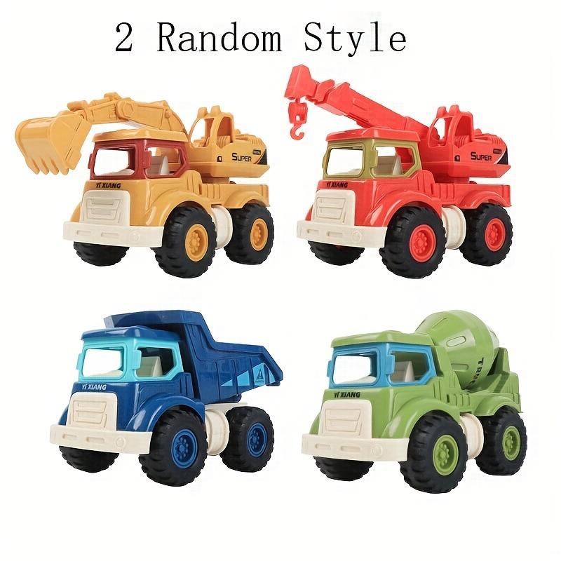 2 Toy Construction Vehicles: Sandbox Excavator, Dump Crane, Cement Mixer Truck, Etc. Cartoon Inertia Mini Construction Vehicle Toy