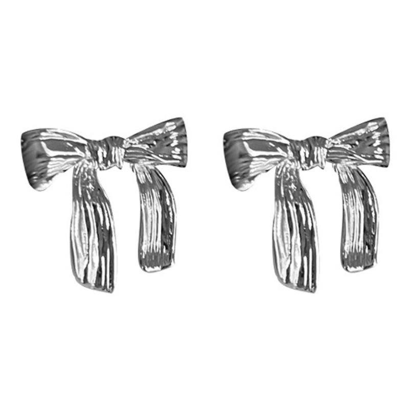 Polished Stacked Dangle Earrings Bowknot Studs Ear Rings Elegant Jewelry Simple Butterfly Knot Accessory for Women