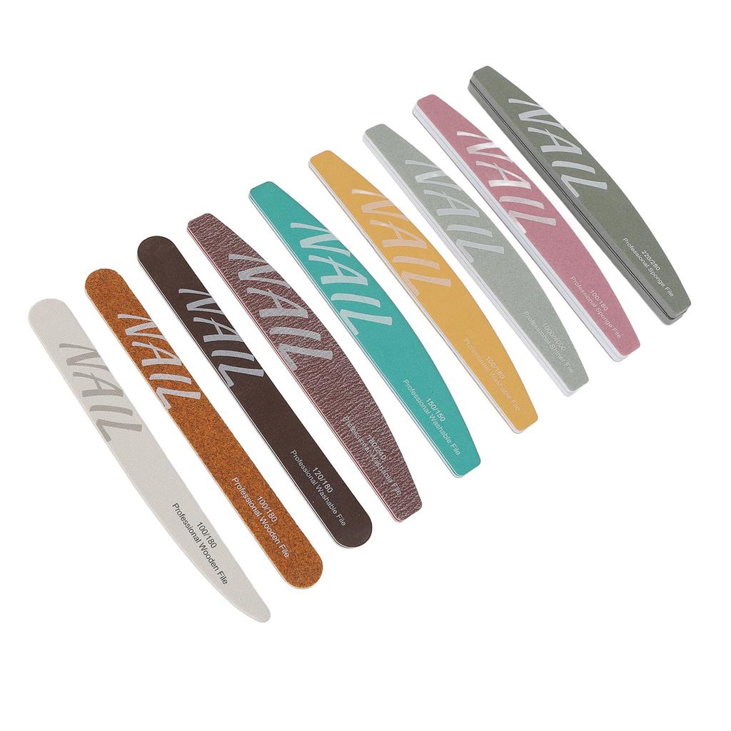 9 Piece Nail File Set Different Shape Professional Manicure Tools Washable Nail Buffer Set for Acryl