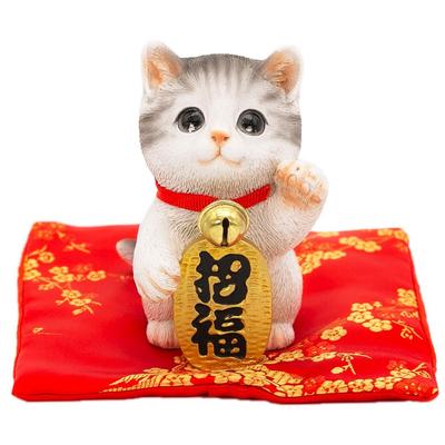 Figurine de Chat Maneki-neko Devalier, Apaisant, Affaires Prospères, Protection contre le Malheur et la Maladie, Bonne Fortune, et Fortune Financière,