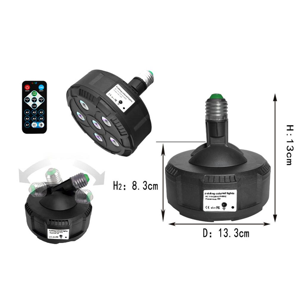 5LEDs Mini Par Light RGBW Stage Lights with Remote Control E27 Lamp Holder Voice Controlled KTV Bar Party Atmosphere Light