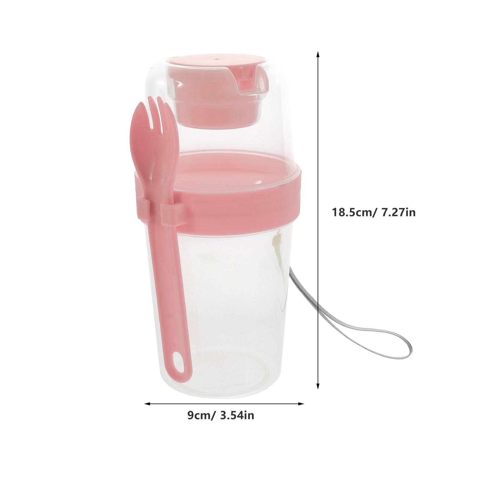 

1 set 1 Set Portable Salad Cup Double Layer Overnight Oats Container Leak Proof Bpa Free Pp Food Jar For Meal Prep Yogurt Cereal розовый