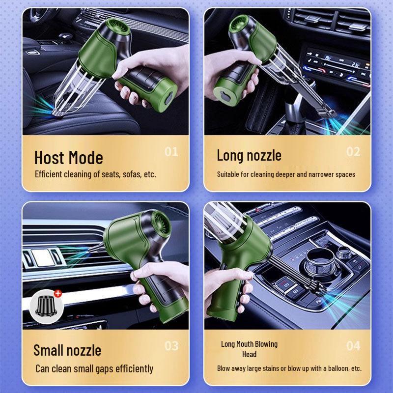Wireless Car-Mounted Mini Vacuum Cleaner with Blowing and Suction, Portable Handheld Design, Lithium Battery Powered