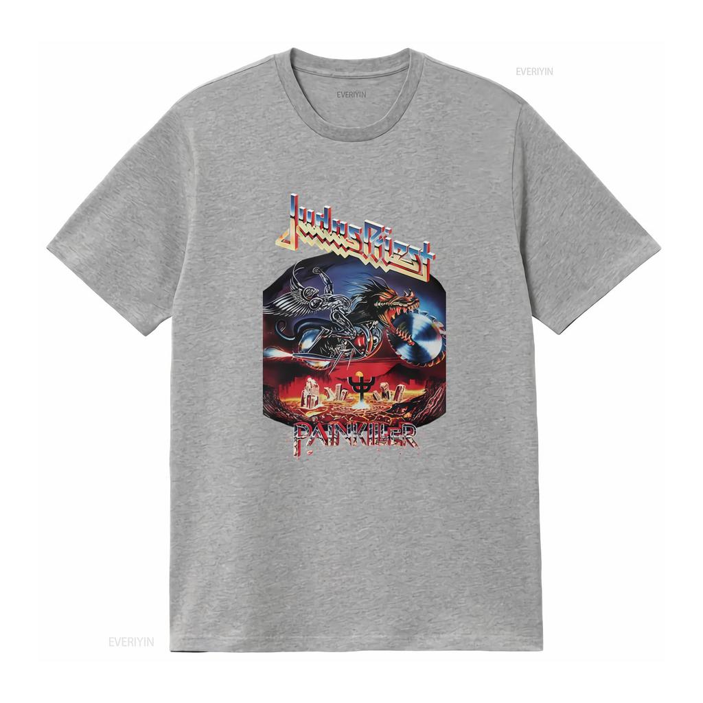 Heavy Metal Band Judas Priest Painkiller Cotton T Shirt for Men Rock Music Fans vintage Washed Stylish Versatile Soft homme