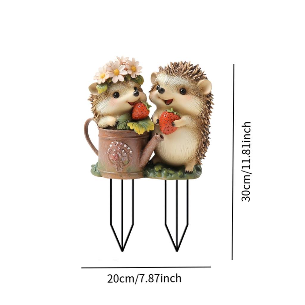 Acrylic Hedgehog Yard Stake Metal Animal Figurine Sculpture Decorative Garden Ornament for Lawn and Outdoor Garden Decor