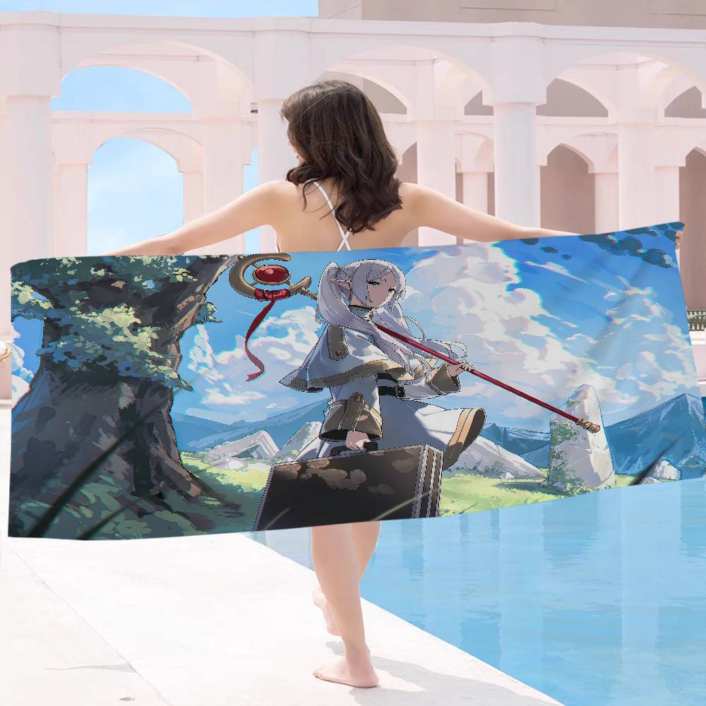 Hot Japan Anime Frieren Microfiber Printed Beach Towel Mountain Climbing Yoga Beach Swimming Running Absorbent Soft Towel