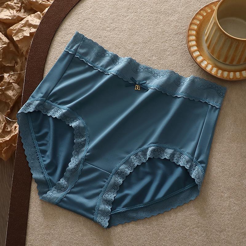 

Сексуальное кружевное нижнее белье для женщин, бесшовные трусики из замороженного шелка с шелковистым тактильным прикосновением, невидимое атласное кружевное женское нижнее белье, трусики, трусы XL/2XL синий