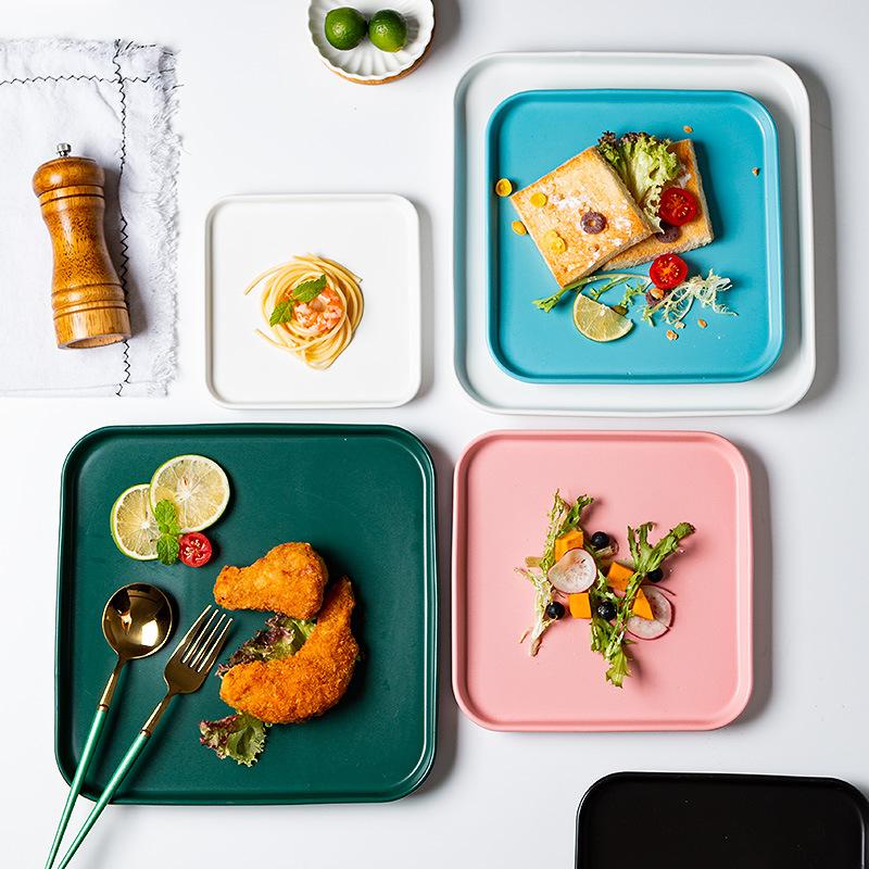 Nordic Restaurant Household Steak Plate Square Pizza Plate Pasta Plate Heart Plate Creative Tableware Microwave Oven