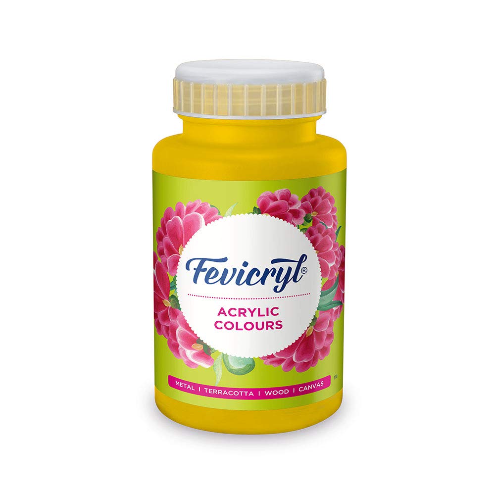 

Fevicryl Acrylic Colour Chrome Yellow 500ml Paint for Canvas Wood Leather Art Craft School Projects Artists Hobbyists