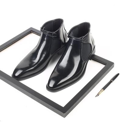 Botines de Invierno Clásicos para Hombre Botines Chelsea de Punta Botas de Vestir para Hombre Zapatos de Cuero Brillante Botines de Negocios Entrega Gratuita