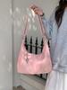 Soft PU Leather Women's Shoulder Bags College Girls Underarm Crossbody Bag Casual Solid Color Female Tote Handbags with Pendant