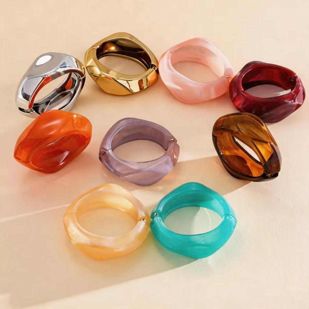 Vintage Style Exaggerated Bangles Irregular Shape Acrylic Wristband Cuff Bangles  Fashion Jewelry