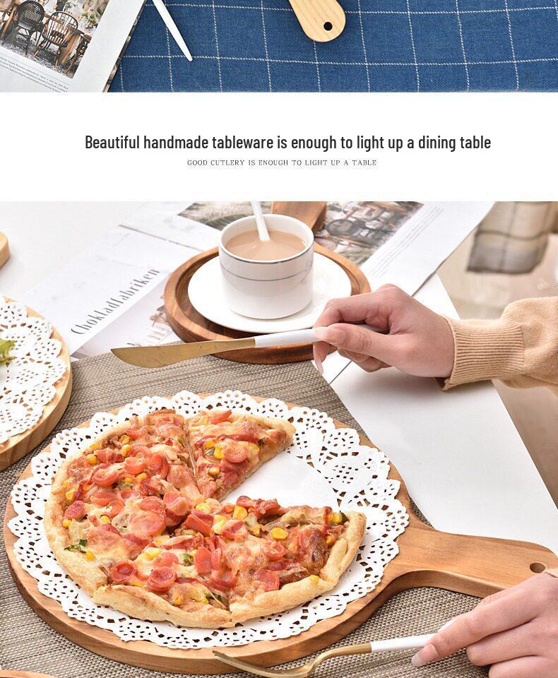Japanese Style Round Wooden Pizza Pan and Tray