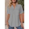 QICED Women's Fashion Casual Solid Color Print POLO Neck Short Sleeve Blouses & Shirts