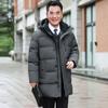 Péřová bunda pro muže středního a staršího věku, zesílený středně dlouhý teplý zimní kabát