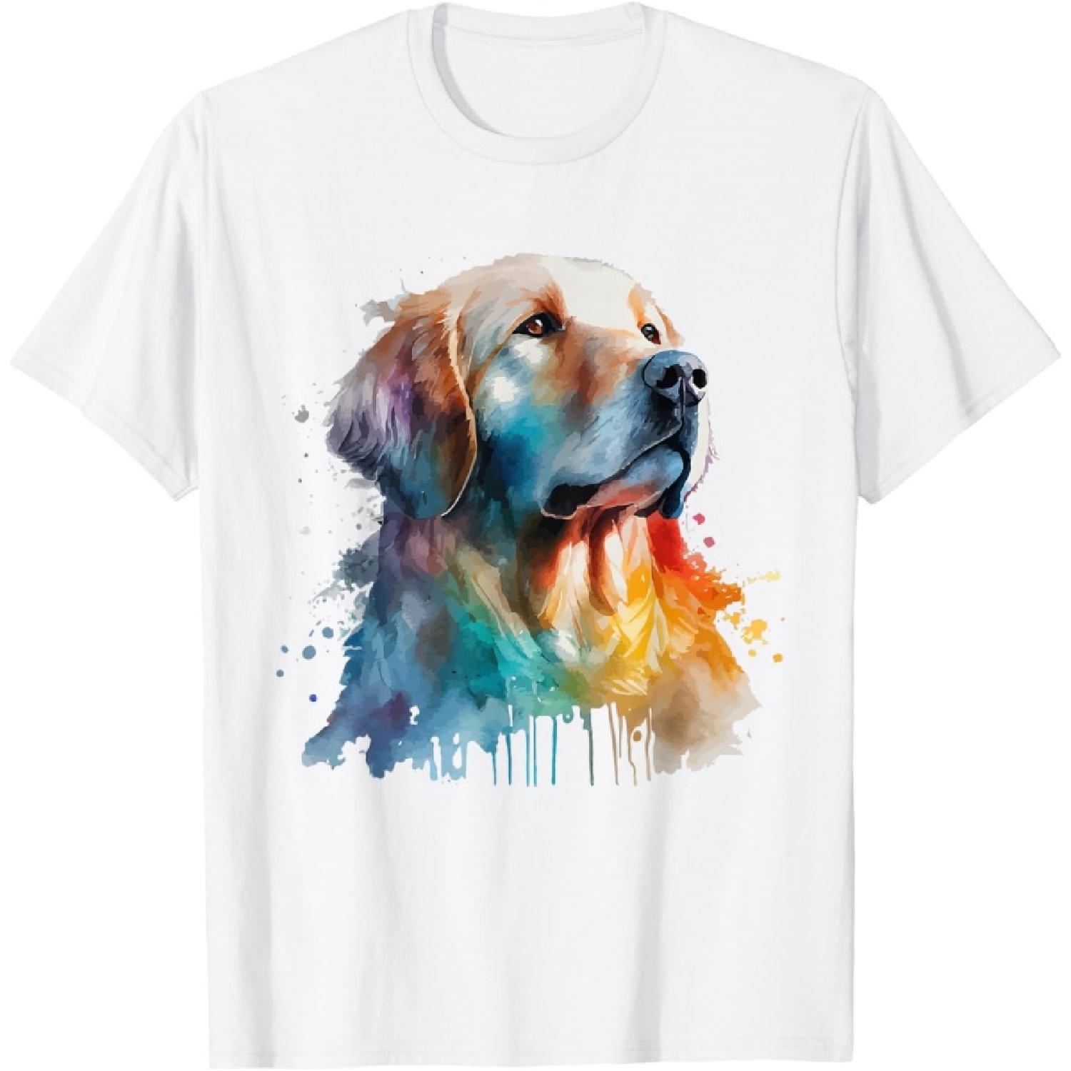 Golden Retriever Colorful Pop Art Tie Dye Watercolor T-Shirt XXXXXL белый