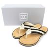 Great CHANEL ENTRE DOIGTS COCO Mark Wood Thong Sandals Beach Sandals 35 G24999 Used
