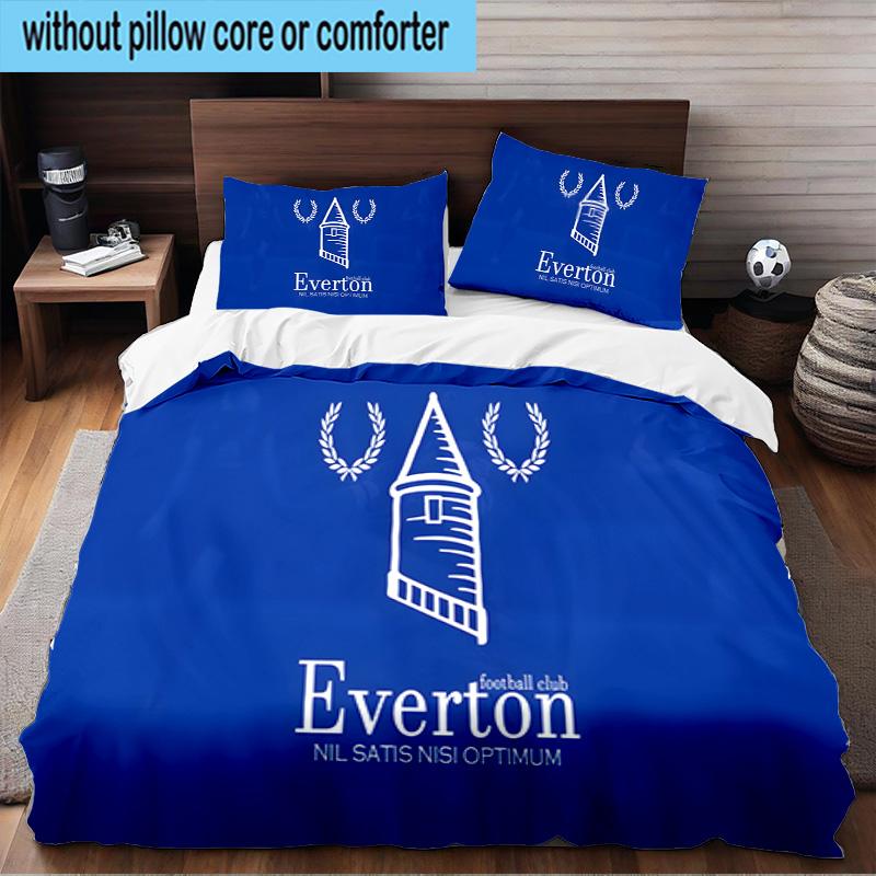 Football Club Everton 3PCS Print Bedding Set, Includes A Duvet Cover and Two Pillowcases for Bedroom, Dormitory, Suitable for All Seasons
