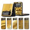 Fine Gold Pattern Printing Case for Samsung Galaxy Z Flip4 Flip3 5G PC Hard Cell Phone Shell Z Flip 4 3 Black Coque Zflip4