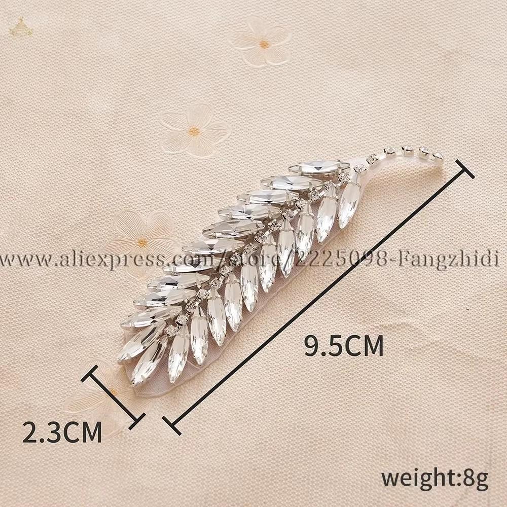 FZD 1 PC Silver Crystal Rhinestone Applique Gold Sew On For Wedding Dress Belt Pearl Patch Iron On Hot Fix Glitter Crystal Stone