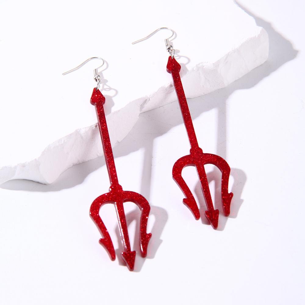 1 Pair Devil Earrings Halloween Earrings Dangle Red Devil Accessories for Women