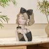 Girl Bust Figurine Tabletop Milk Beverage Figure Statue Cute Resin Character for