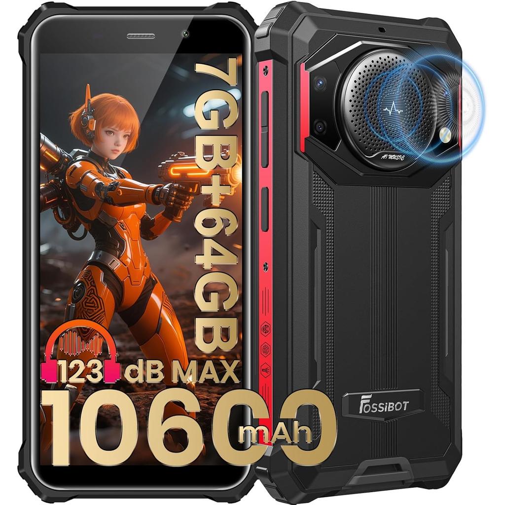 FOSSIBOT F101P Rugged Call Phone,Android 13,7(4+3)GB 64GB Rugged Smartphone 10600mAh, 5.45"Inch