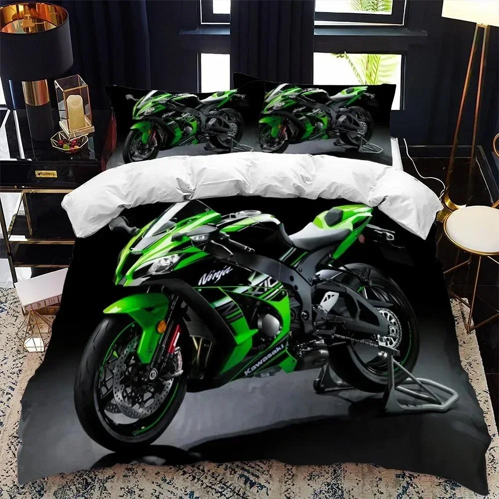 Top Motorcycle Rider Bedding Set Boys Girls Twin Queen Size Duvet Cover Pillowcase Bed Kids Adult Fashion For Home Textileextile