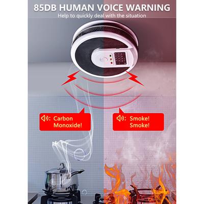 Kombi-Kohlenmonoxid-Rauchmelder, batteriebetriebener Rauch-CO-Melder mit LCD-Display