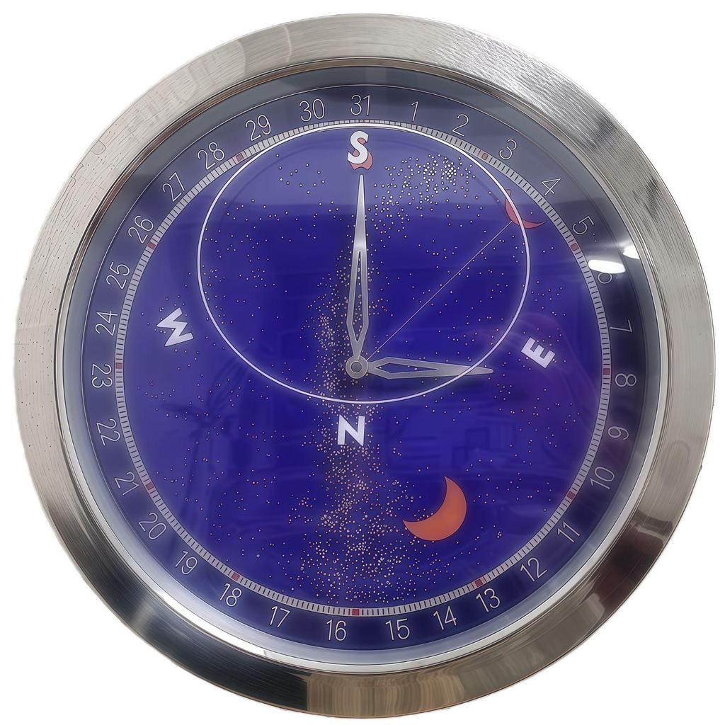 Leuchtende Lux Wandmontierte Metalluhr: Modernes Dekorationsstück für Wohnzimmer