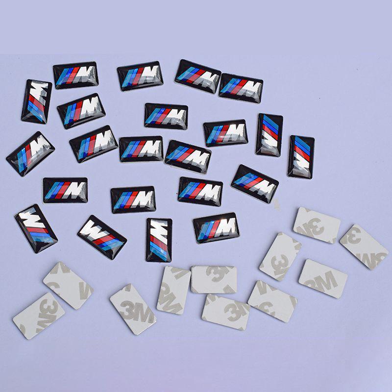 BBIS5 4pcs Car Steering Wheel Hub Caps Center Emblem Sticker DIY Sticker For Bmw M M3 M5 Performance E36 E39 E46 E53 E90 E60 E61 X3 X1