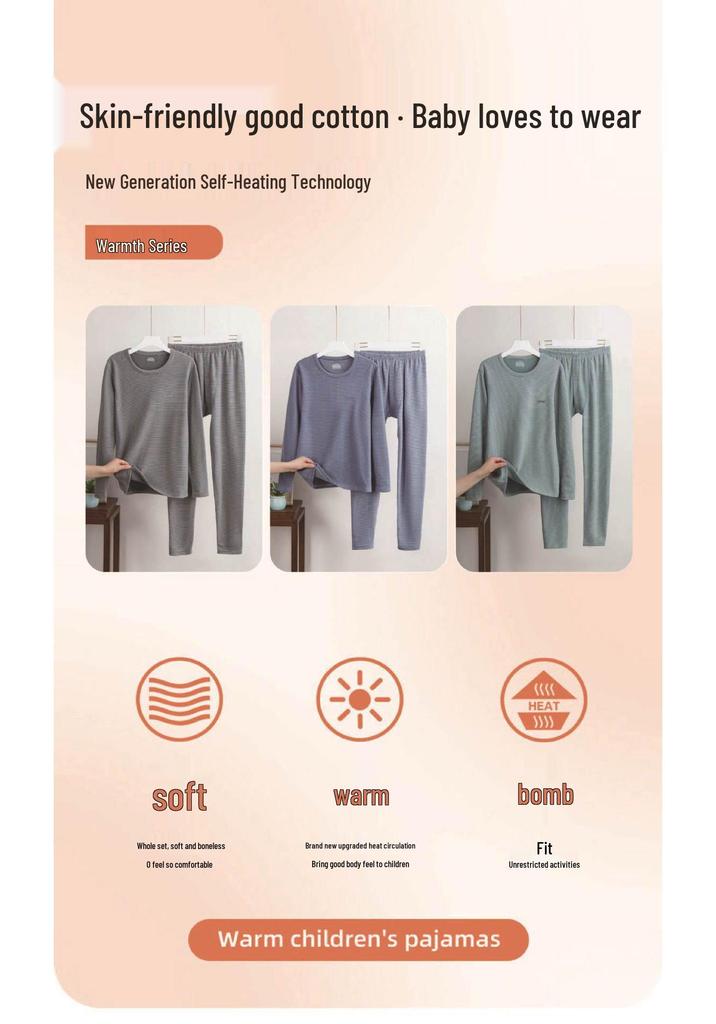 Unisex Cashmere Silk Striped Thermal Set for Autumn/Winter