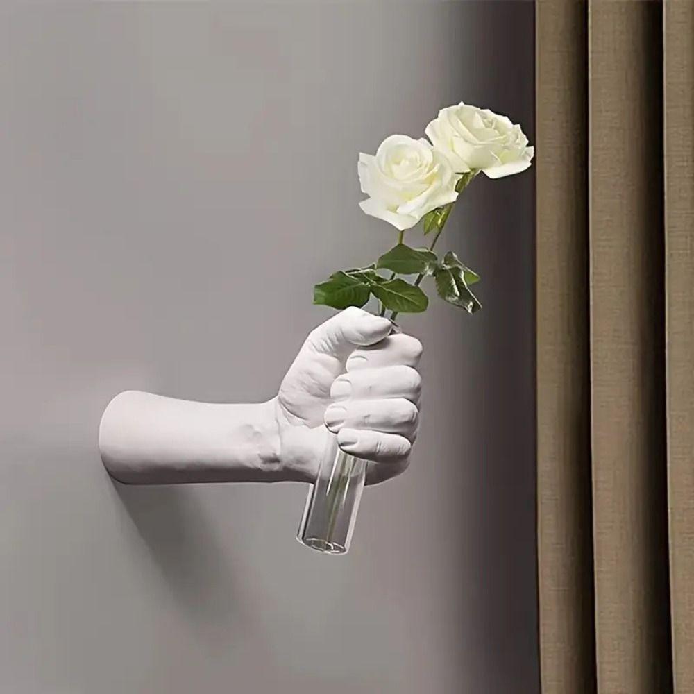 Wall Mounted Simulations Hand Flower Vase Art Wall Sculpture Hand Vase  Home