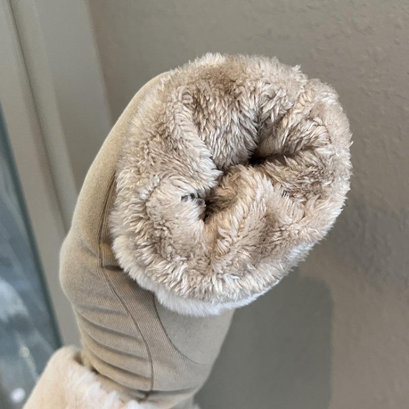 Fleece Thickened Warm Gloves Winter Women Windproof Cold Students Outdoor Riding Electric Vehicles Five-finger Tide