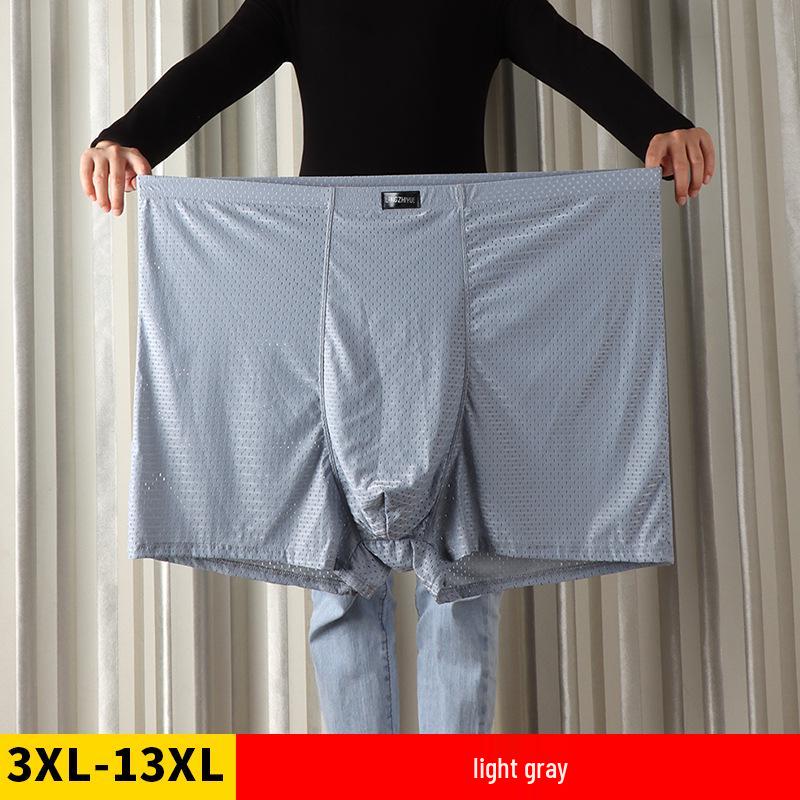 

Мужские боксеры-брифы из сетчатого ледяного шелка больших размеров - XXL, свободного кроя 6XL светло-серый