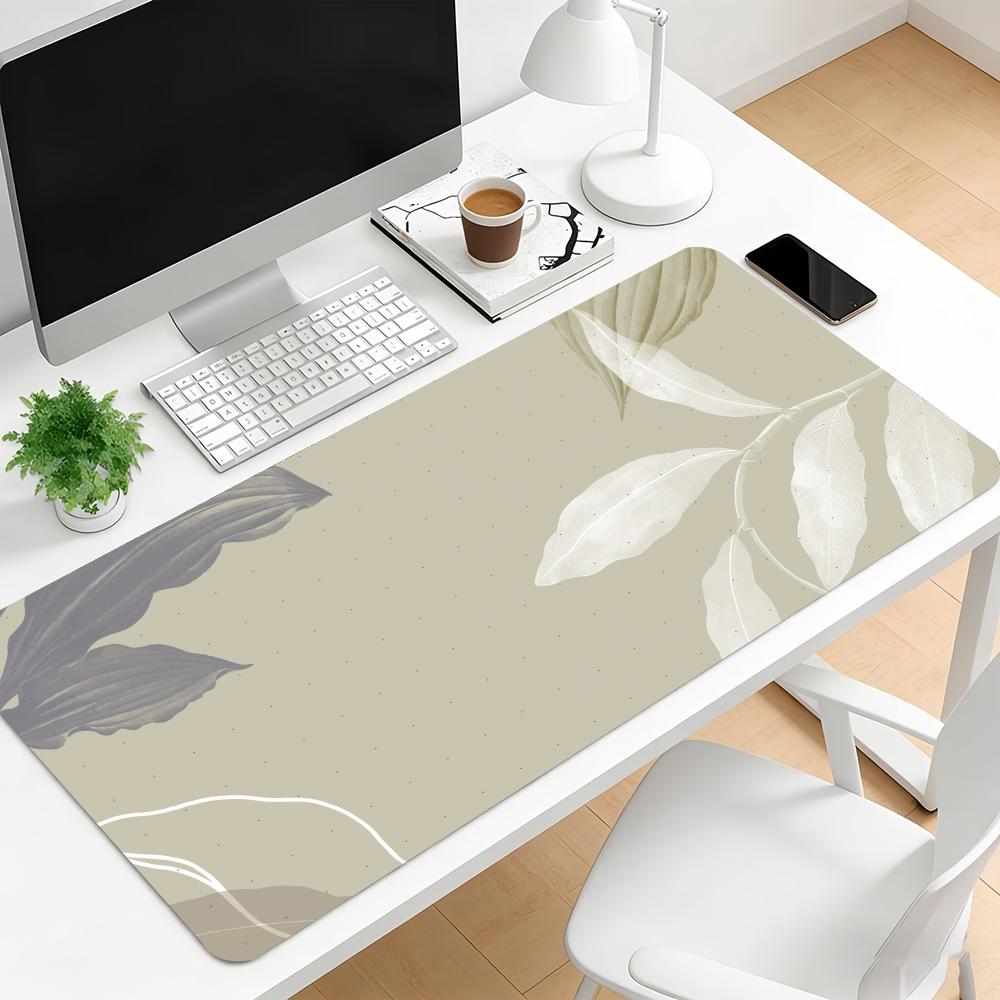 Watercolor Leaf Large Gaming Mouse Pad NonSlip Rubber Desk Mat Lock Edge Keyboard Mat Hd Print For Pc Laptop Home Gamers Decor