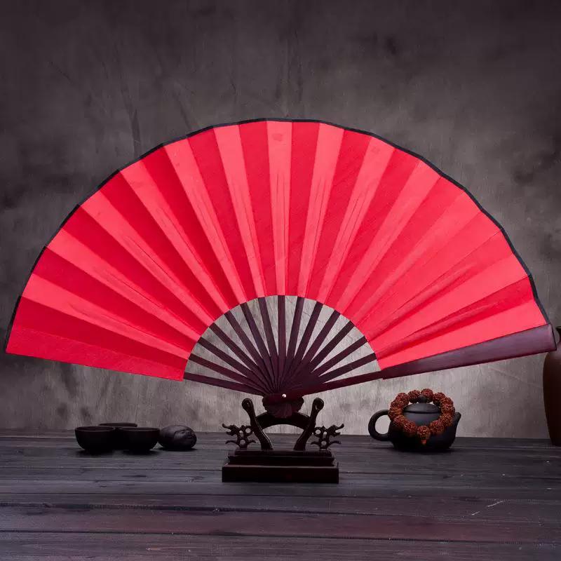 Ancient Style Hanfu Folding Bamboo Fan for Men, Chinese Style Folding Fan, Summer Blank Fan with Silk Cloth and Rice Paper Fan Surface